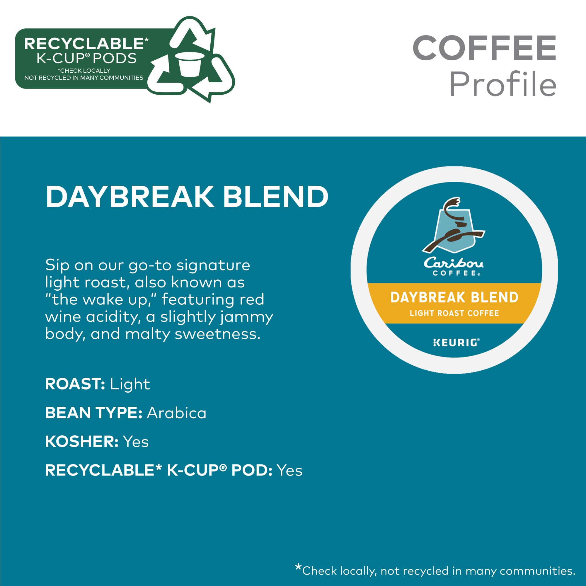 Amazon.com: Caribou Coffee Daybreak Morning Blend, Single-Serve Keurig K-Cup  Pod, Light Roast Coffee, 24 Count : Grocery & Gourmet Food
