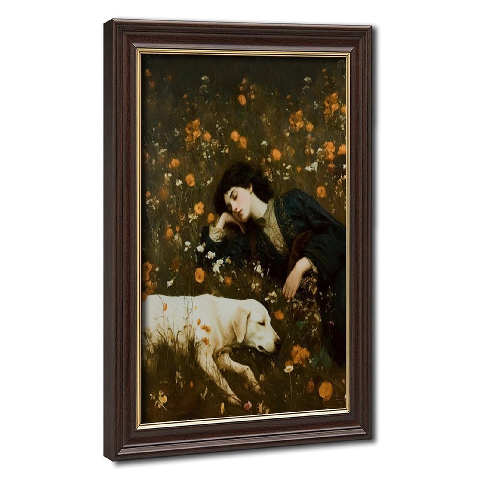 Bareronor Girls Turquoise And Dog Canvas Poster Bedroom Decor Landscape Office Room Decor Gift 20" L X 30" W