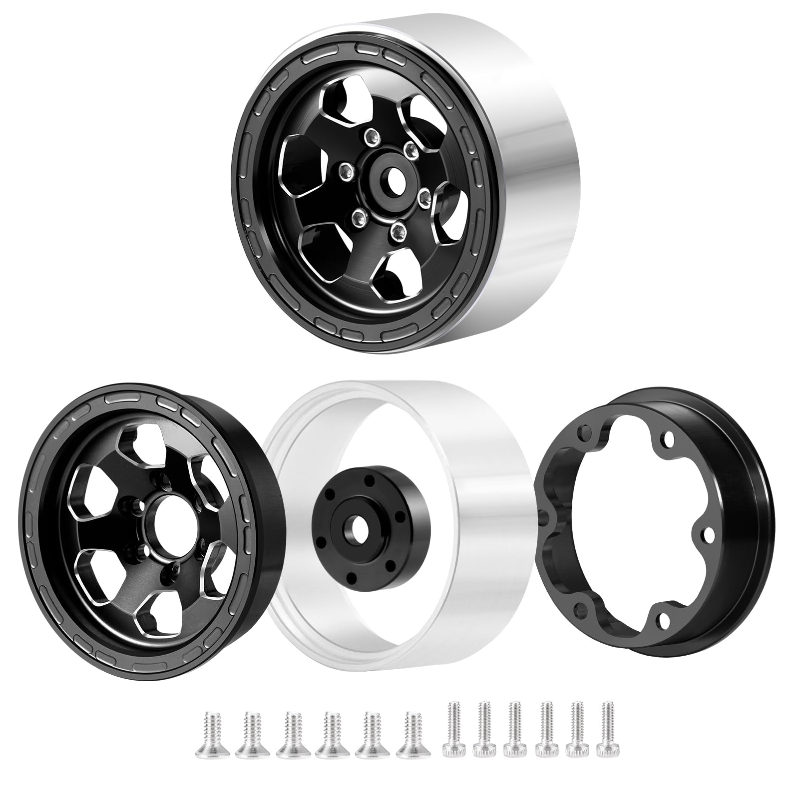 Lot De 4 Jantes De Roue RC En Alliage D'aluminium CNC De 52 Mm De Diamètre Pour Voiture De Course Sur Route 1 10 Noir 95052134