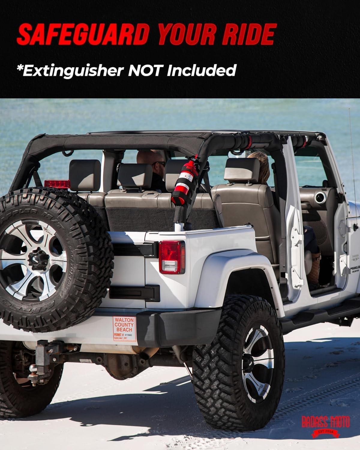 Badass Moto Gear - Soporte Ajustable para extintor, para Barra de Coches todoterrenoFácil de Colocar.Accesorios para Jeep Wrangler Unlimited, CJ, JK, TJ, Rubicon, Sahara, Sport.
