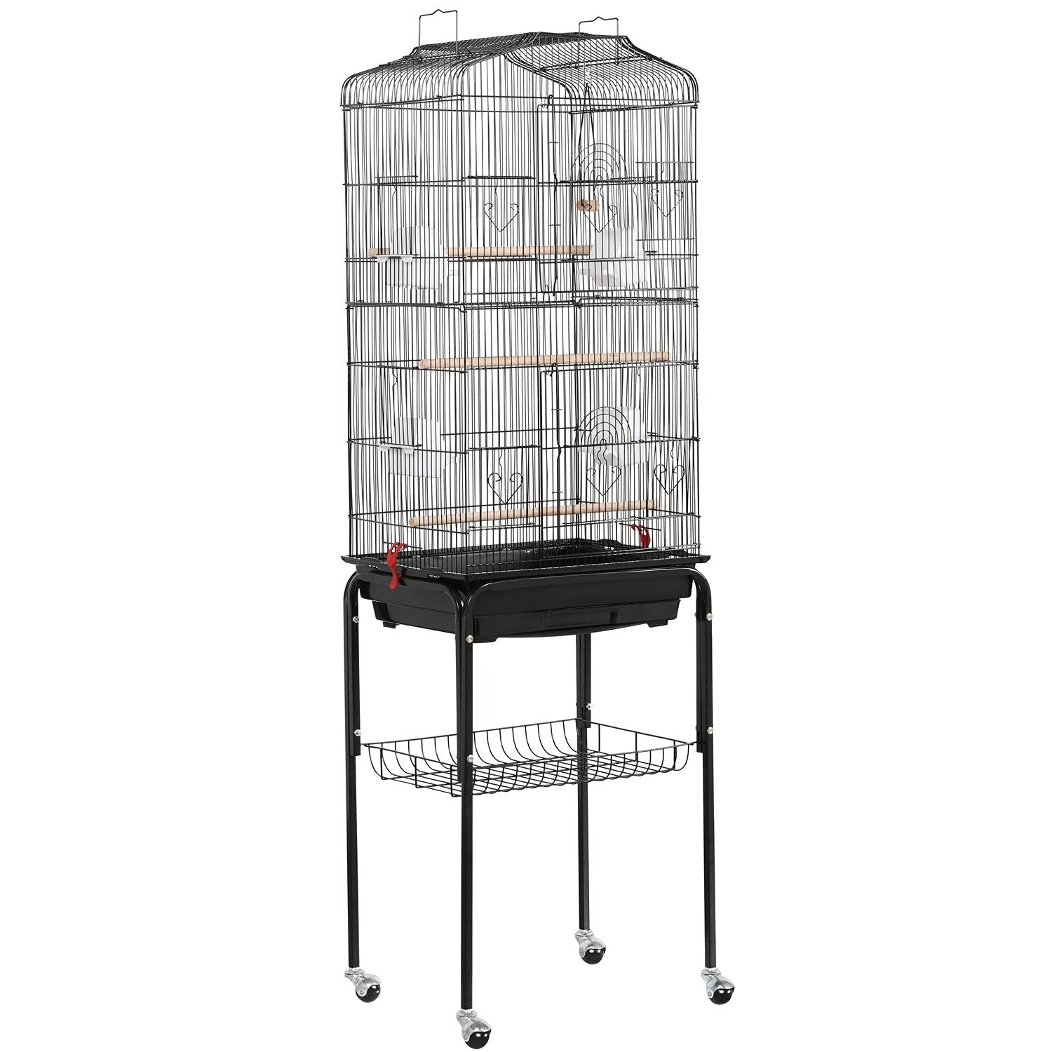 Buy Yaheetech Metal Open Top Rolling Bird Cage for Small Parrots