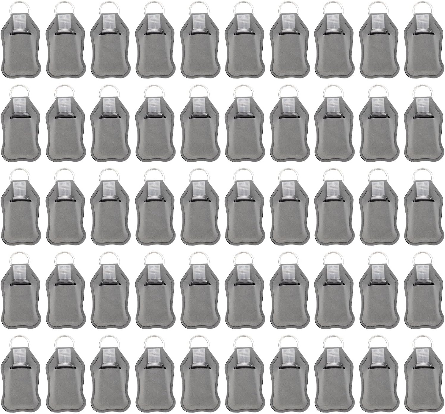 Pomya 30ml Refillable Travel Bottles | LeakProof Keychain Holders Set For Hand Sanitizer & Lotion (Gray)