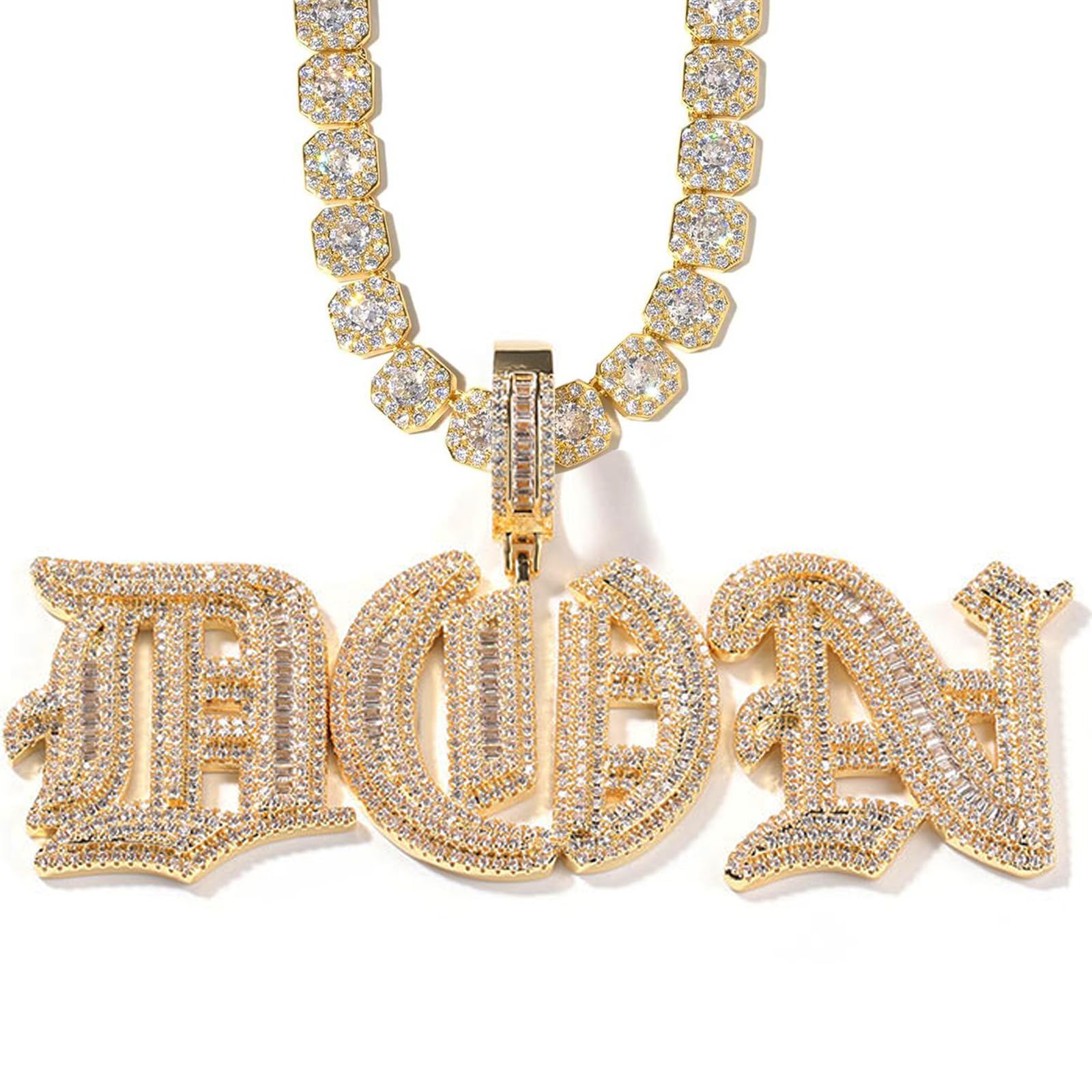 Custom Chain for Men Women Personalized Diamond Pendant with Letter Name Necklace Cubic Zirconia Iced Out Chain Hip Hop Jewelry Gifts
