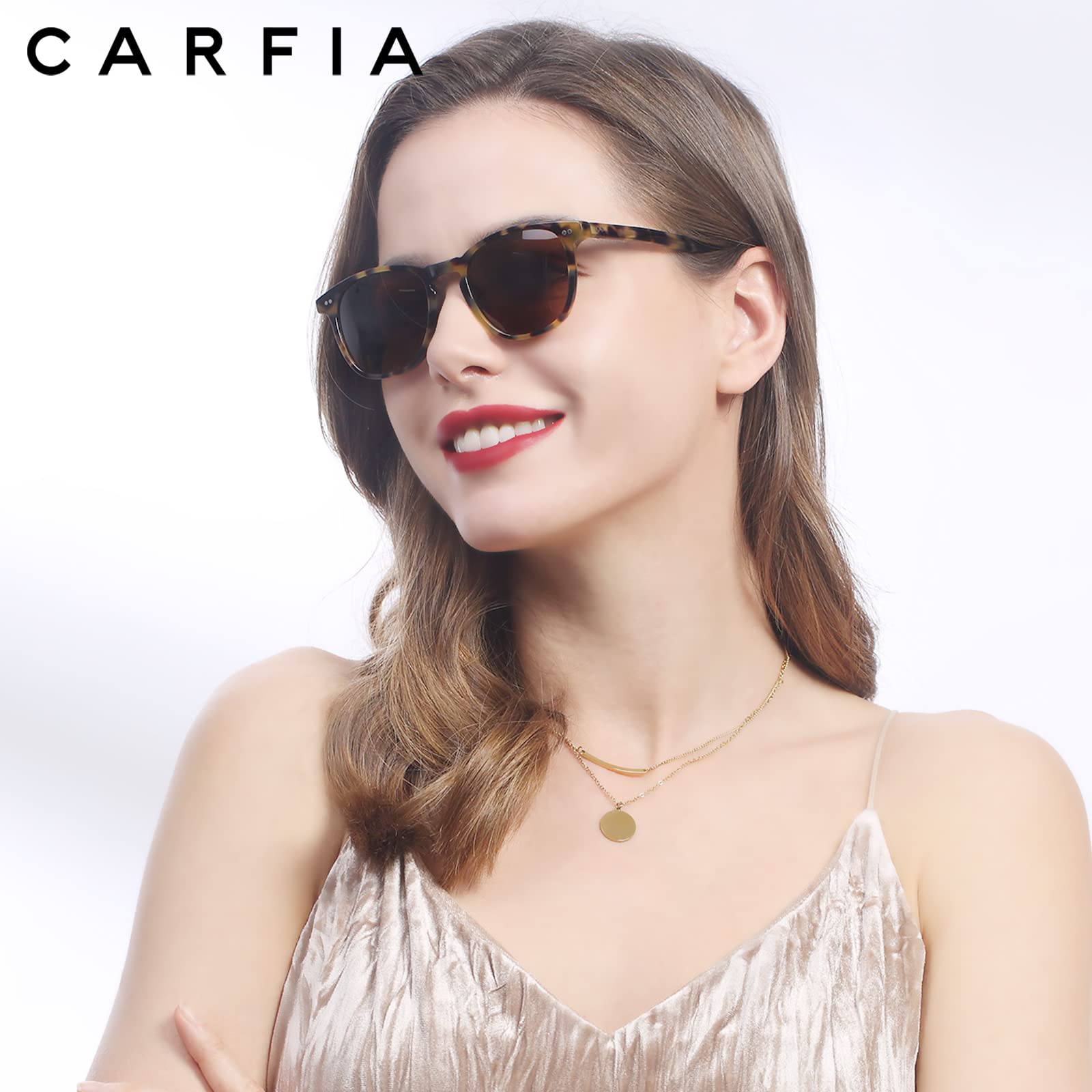 CARFIA Polaryzacyjne okulary przeciwsłoneczne w stylu vintage dla kobiet z małą twarzą, ochrona przed promieniowaniem UV, styl dziurki od klucza do jazdy na świeżym powietrzu, A/Żółw Ramka Brązowa