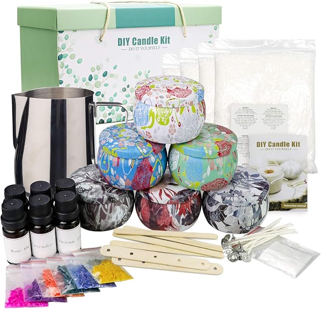 Candles Making Kit for Adult, DIY Scented Candles Gift Set, Candle Craft Supplies Full Starter Set with 800g Soy Wax, Fragrance Oil, Cotton Wicks, Candle Pigment, Wicks Sticker, Tins & More