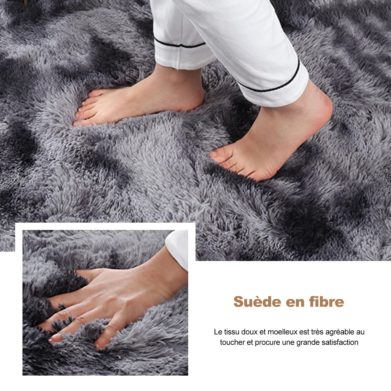 Ergocar Tapis de salon moderne, super doux et anti-dérapant, tapis de chambre à coucher chaud