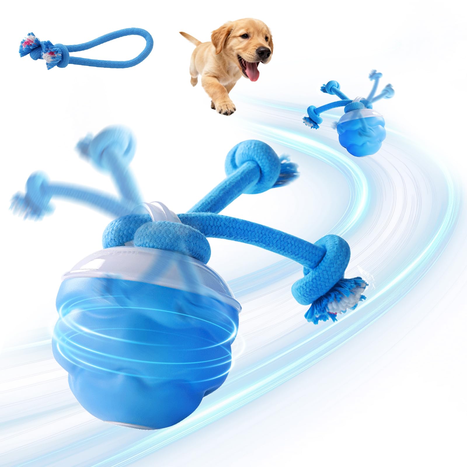 Mapneng Interactive Dog Toys Ball, Automatic Moving Dog Ball Toys with Dog Barking for Small Medium Dogs, Rechargeable Moving Smart Active Rolling Funny Puppy Toys for Anxiety Relief & Bonding (Blue)