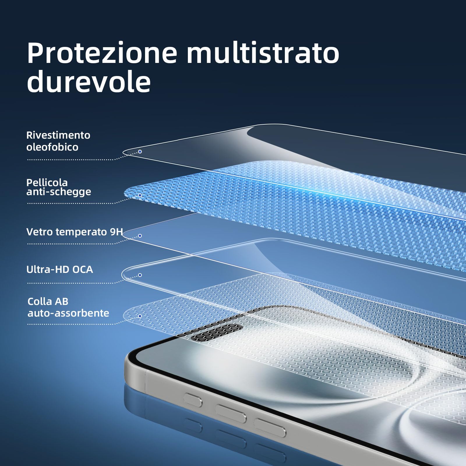 NEW'C 3 Pezzi, Vetro Temperato per iPhone 16 Plus (6,7"), Pellicola Prottetiva, Senza Bolle, Durezza 9H, 0,35mm Ultra Trasparente, Ultra Resistente