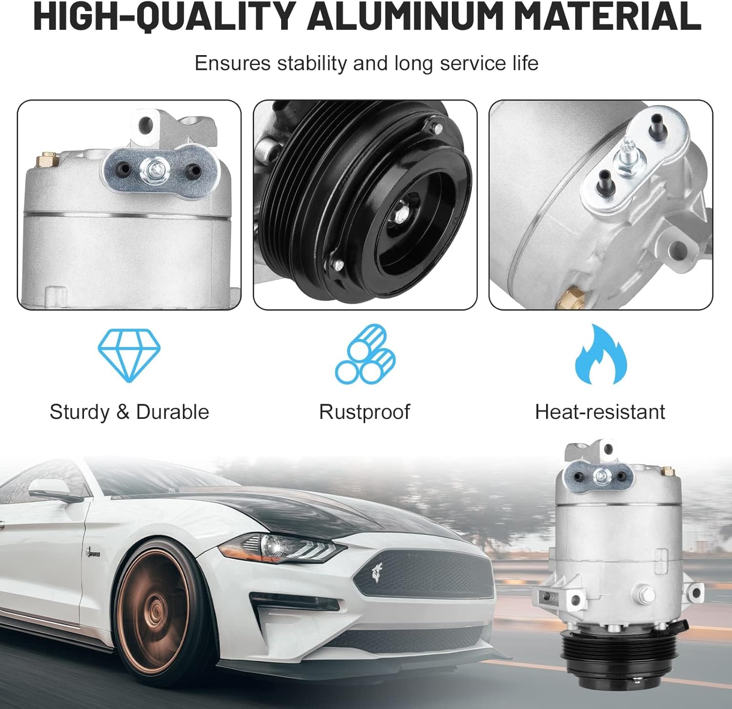 New AC Air Condition Compressor with Clutch for 2007-2012 Chevy Malibu 2.2L 2.4L, 2005-2010 Chevy Cobalt HHR 2.0L 2.2L 2.4L, 2002-2005 Chevy Cavalier Pontiac Sunfire, 2007-2010 Pontiac G6