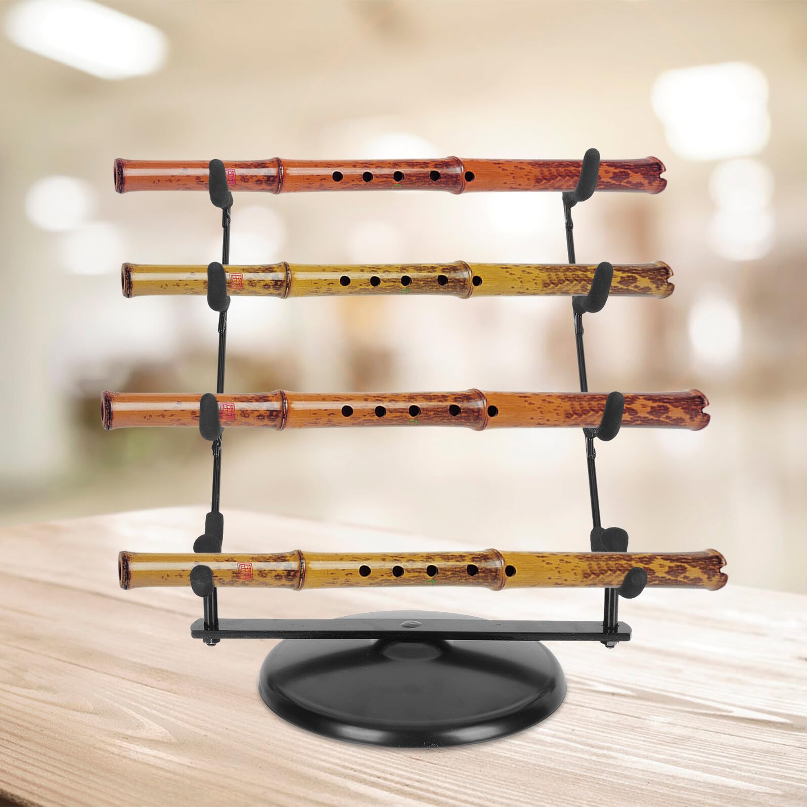 Zerodeko Dizi Display Stand Flötenhalter aus Eisen mit Runder Basis | Zuhause und Präsentation, Schwarz mit Sponge Einsatz, Leicht und Schlicht Verarbeitet