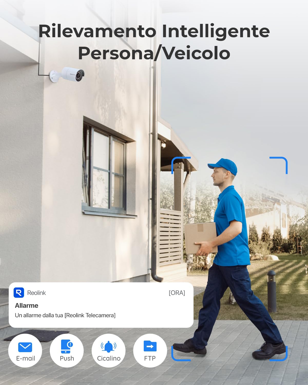 Reolink 5MP PoE Kit Videosorveglianza Esterno, 4K NVR 8CH 2TB + 4x 5MP Telecamera, Rilevamento di Uomo/Veicolo, Visione Notturna IR, Impermeabile IP67, Registrazione 24/7, RLK8-410B4-5MP (Bianco)