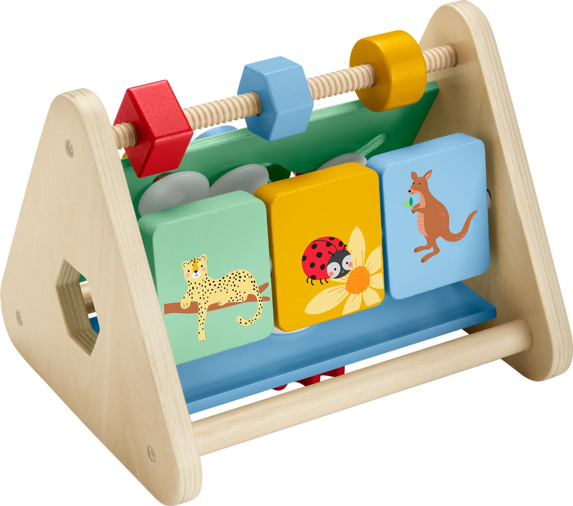 Fisher-Price Holz Baby Spielzeug Aktivitätsdreieck, 3-seitiges hölzernes Feinmotorik-Entwicklungsspiel für Säuglinge ab 6 Monaten