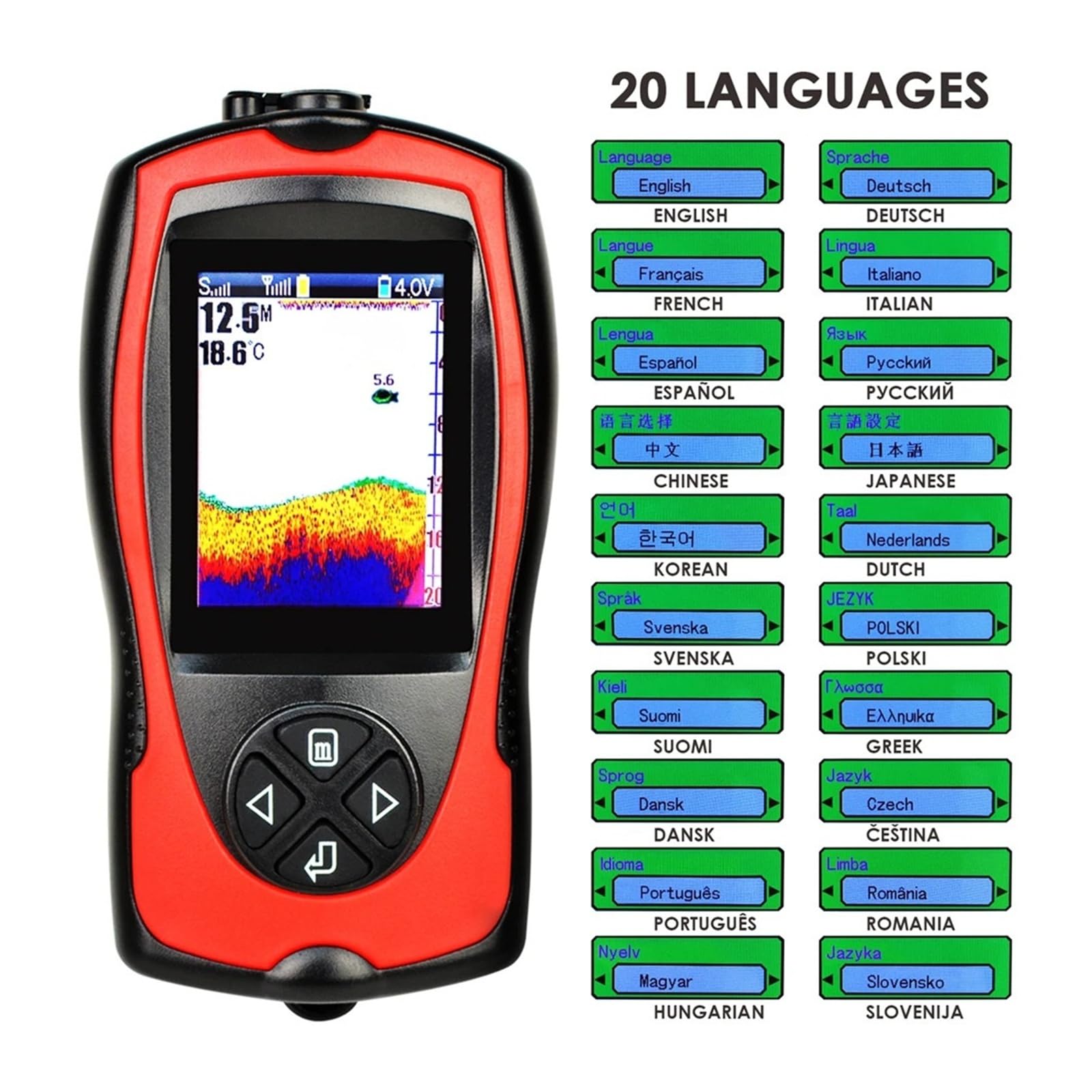 Ecoscandaglio Fish Finder Sensore wireless ricaricabile con profondità dell'acqua 45M,Alta definizione
