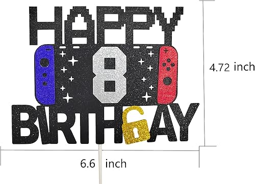 Miniatura 4 de Decoración de pastel de videojuegos de feliz 8 cumpleaños para niños y niñas de 8 años, decoración de fiesta de cumpleaños de nivel 8 (feliz