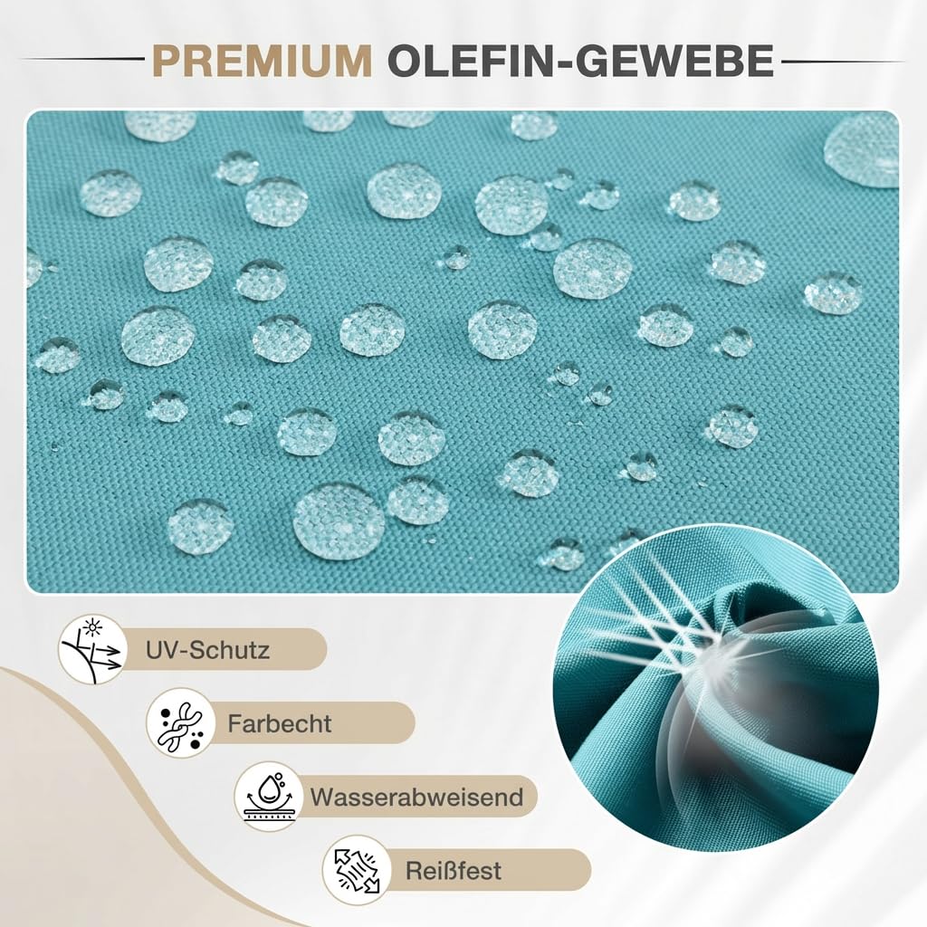 COWVIE 2er-Set Liegestuhl-Kissen, lichtbeständige und Wasserabweisende Bezüge aus Olefin-Gewebe mit Schaumstoffpolsterung, 183x55x8cm, Blaugrün