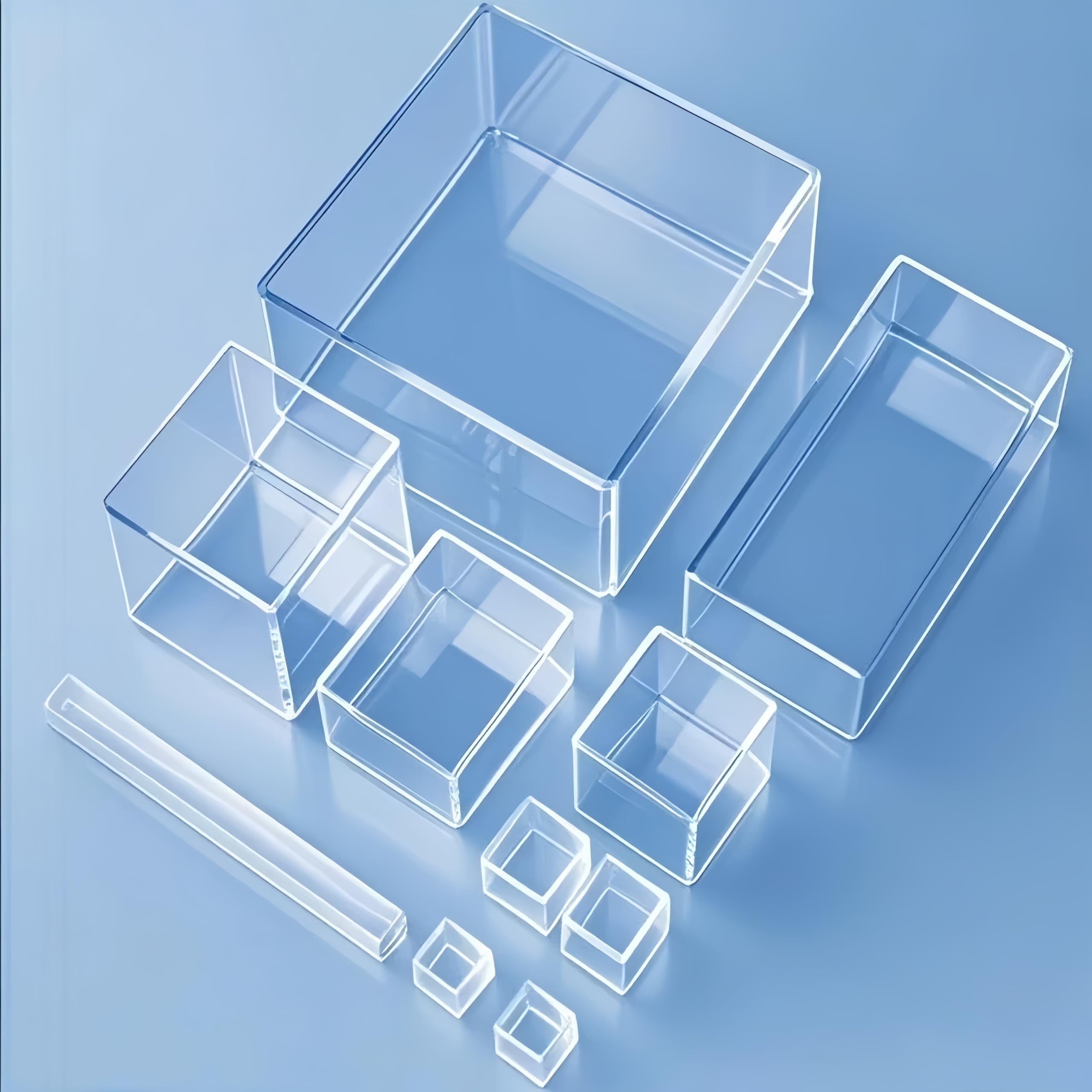 Hochtemperaturbeständiges Quarzglas-Reaktionsgefäß mit Deckel – quadratischer Tiegel for den Laborgebrauch(50mmx50mmx100mm)