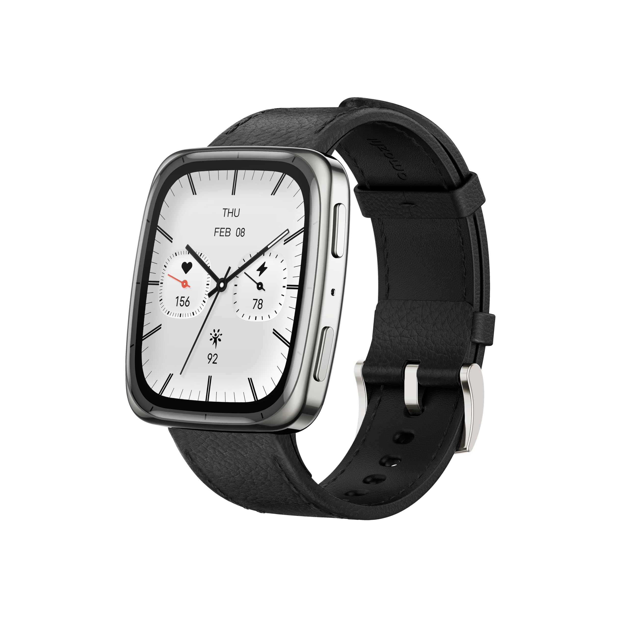 Amazfit Active 2 Smartwatch 1,75" AMOLED, Mappe Offline con GPS, Batteria 10 Giorni, 160+ Modalità Sport, Resistente all’Acqua, Monitoraggio Frequenza Cardiaca e Sonno per Android & iPhone, Pelle Nera