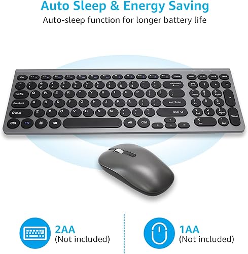 Vista 12 de LeadsaiL Combo de teclado y mouse inalámbricos, mouse USB inalámbrico y teclado de computadora, compacto y silencioso para computadora portátil
