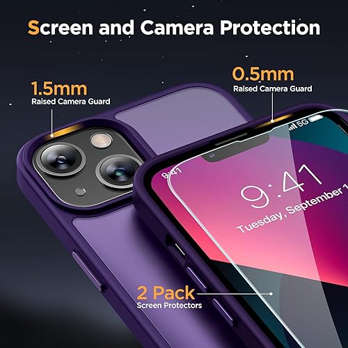 Miniatura 657 de Miracase - Funda magnética para iPhone 13 de 6.1 pulgadas (compatible con MagSafe) (con 2 protectores de pantalla), protección de grado militar