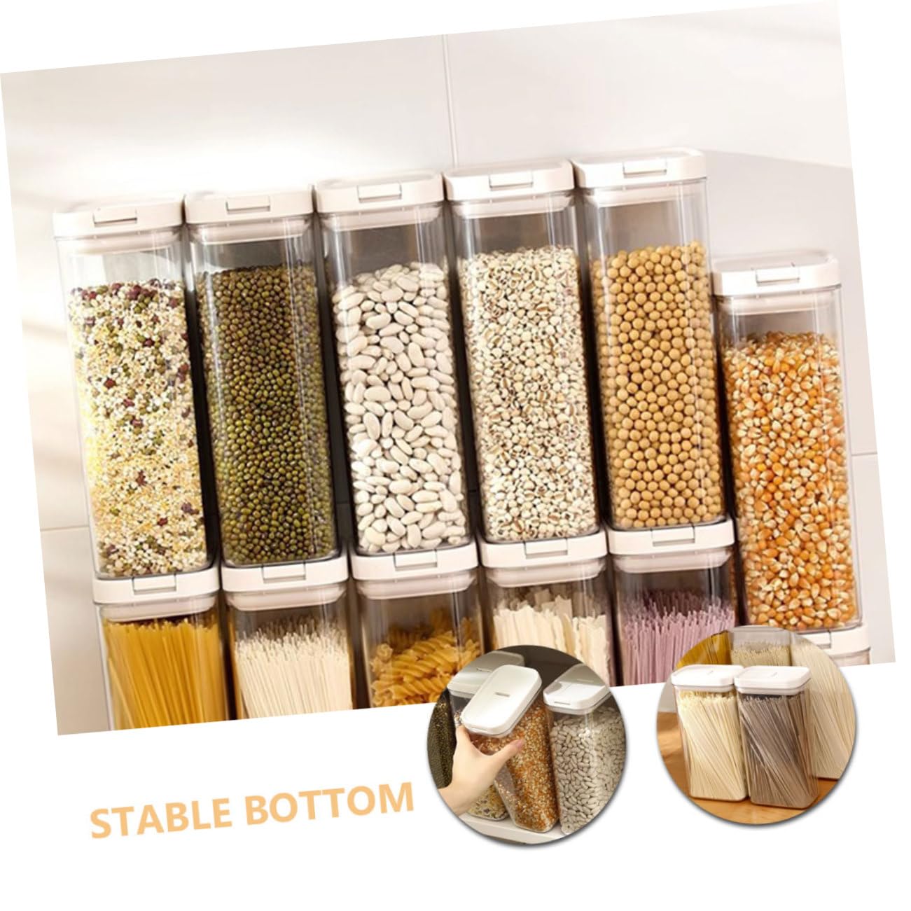3 Piezas Tarro De Almacenamiento De Cocina Pasta Tallarines Tapers Para Comida Hermetico Espaguetis Con Calabacina Fideua Botes De Almacenamiento Para Despensa El Plastico