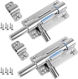 Türriegel Edelstahl, 2 Stück Bolzenriegel, Riegel Tür mit 12 Schrauben, 4 Zoll Riegel und Bolzen für Türschlösser, Türriegelbolzen zum Türriegel innen, Schieberiegel, Gartentor riegel, Fenster