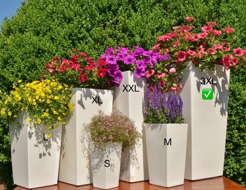 MELTOM Übertopf Blumenkübel Blumentopf Hochglanz mit Einsatz Hoch(Creme, 3XL-75cm)