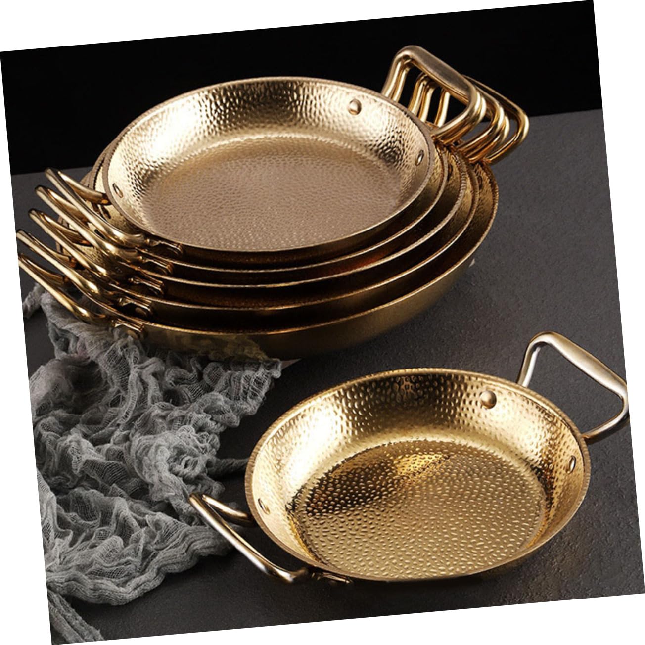 Padella per Paella in Acciaio Inox Oro, Doppio Manico