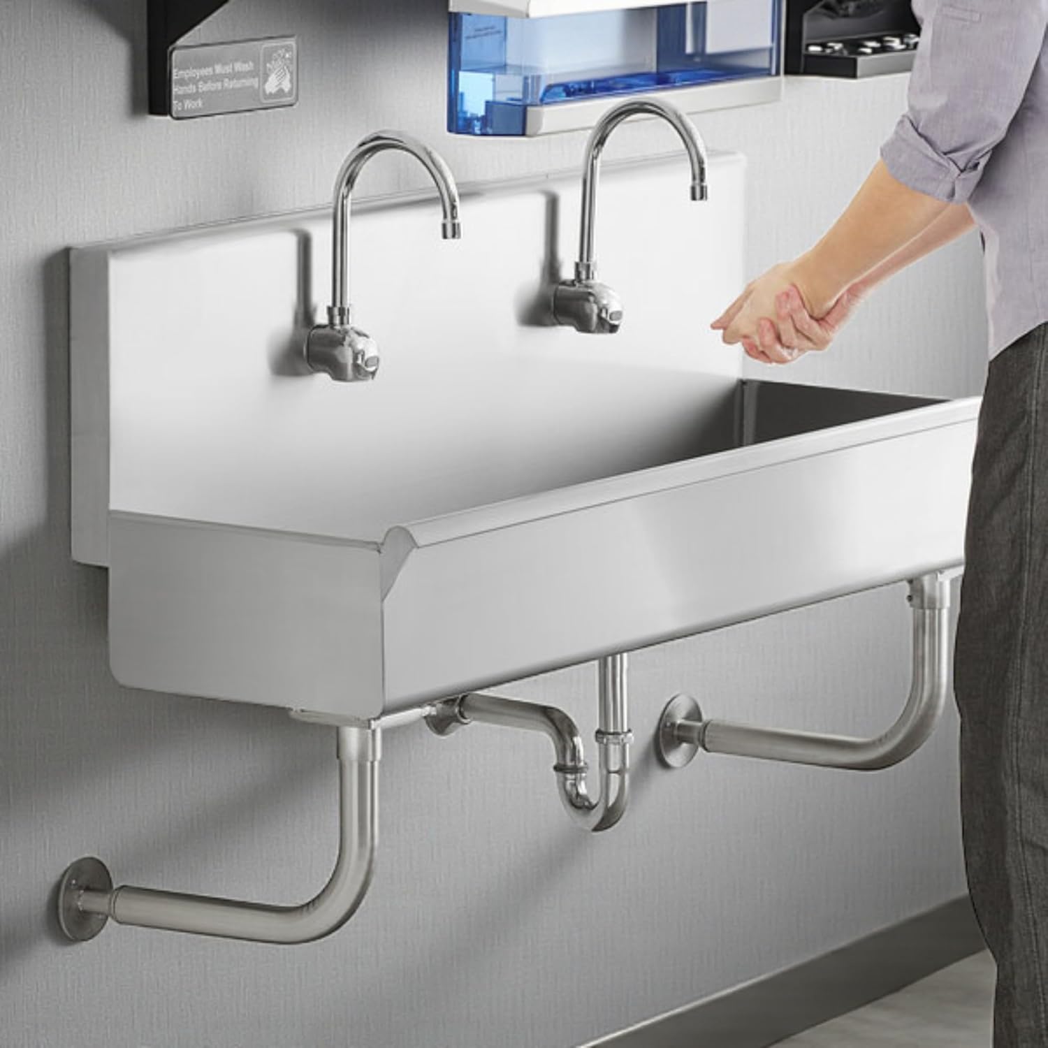 48" x 17 1/2" Hand Sink for 2 Single-Inlet Faucets Utility Sink Fregadero De Cocina Bar Sink Wash Sink Deep Sink Handwash Sink Slop Sink