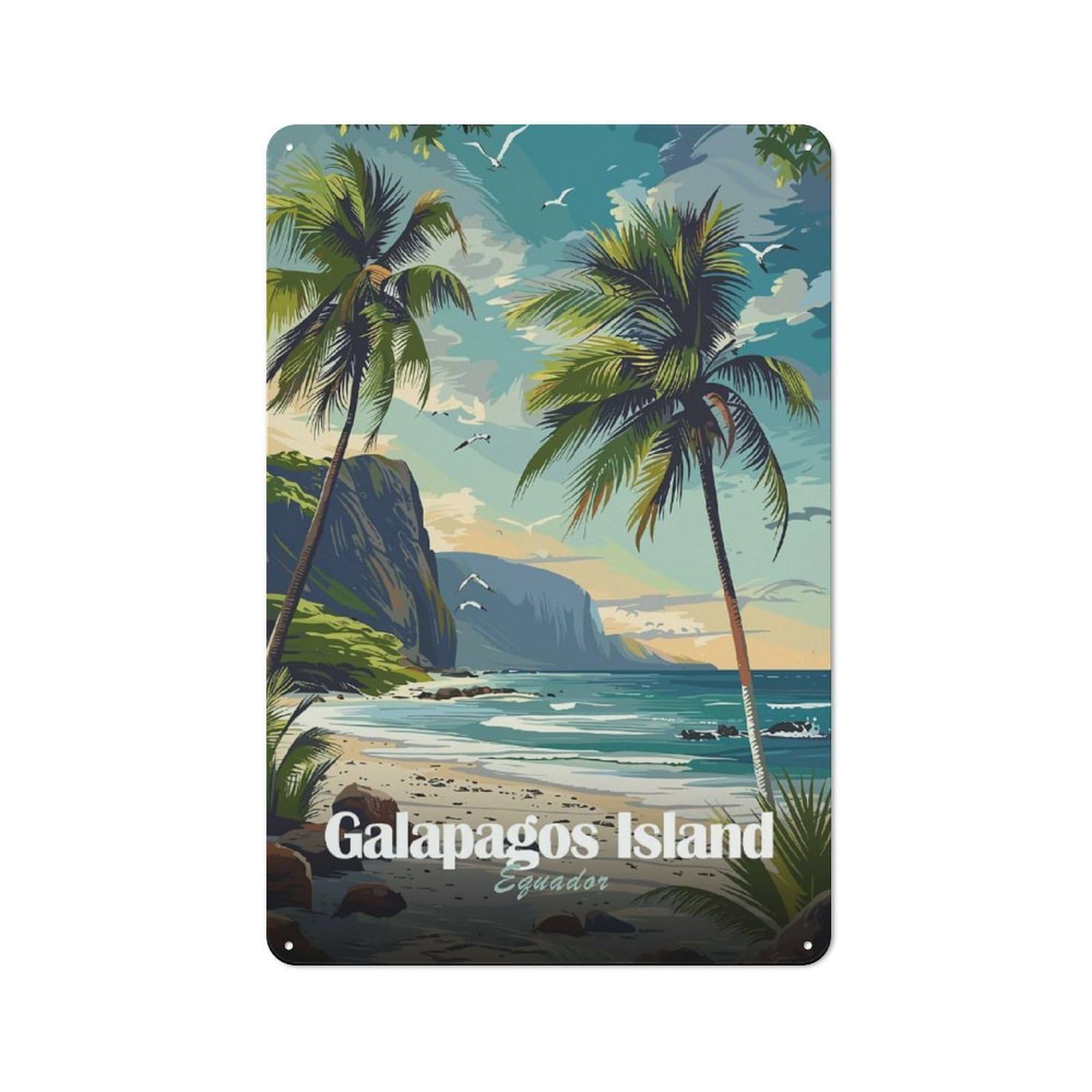Junmoney Style-24 Galapagos Island, Ecuador Retro Metal Wall Sign 30X20cm For Living Room Or Hallway, For Collectors Decorating Living Rooms And Hallways