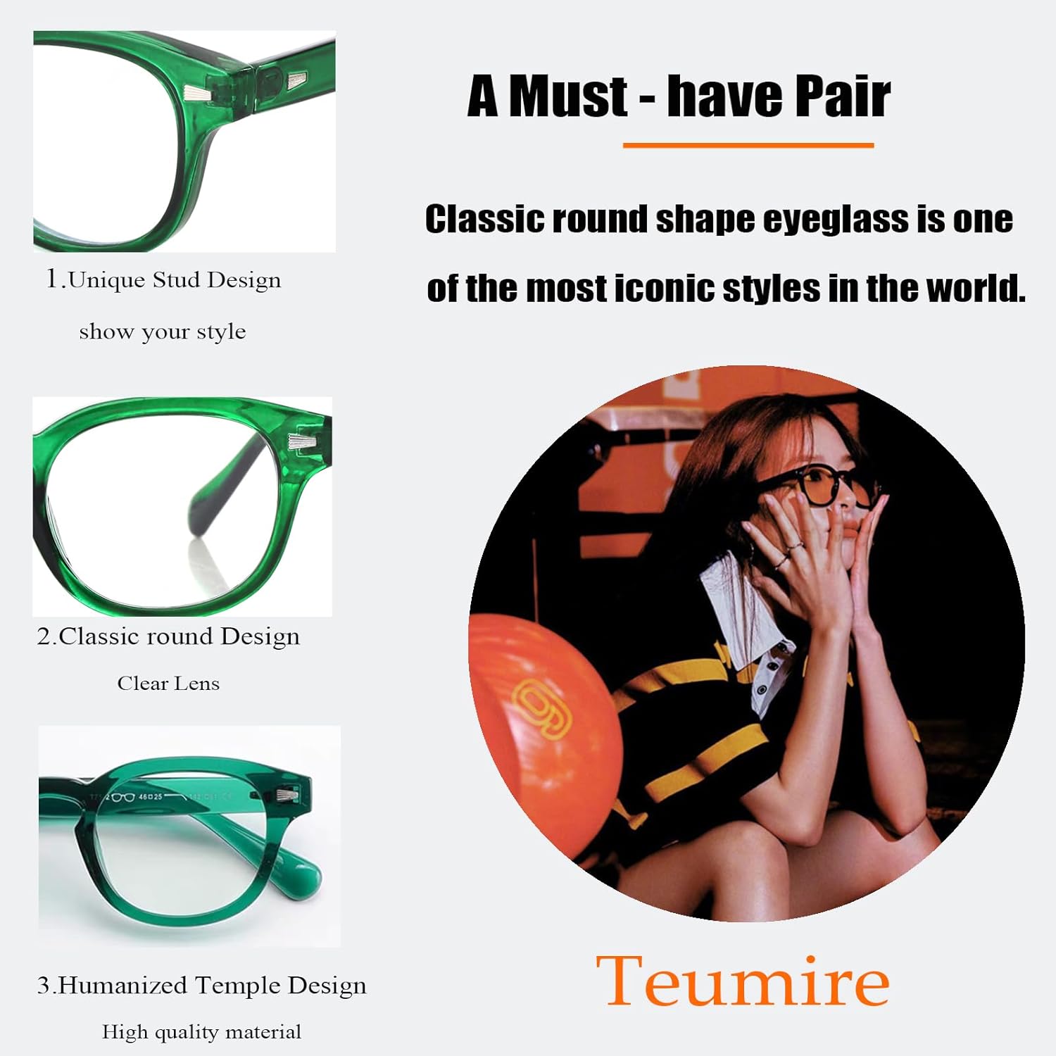 Johnny Depp Round Glasses for Women Men Vintage Circle Thick Frame Eyeglasses Non Prescription Glasses Clear lens Eyewear - Image 3