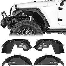Hooke Road JK Aluminum Front Rear Inner Fender Liners for 2007-2018 Jeep Wrangler JK 2/4 Doors, Splash Mud Guard Wheel Well Liner Covers - 4PCS Set