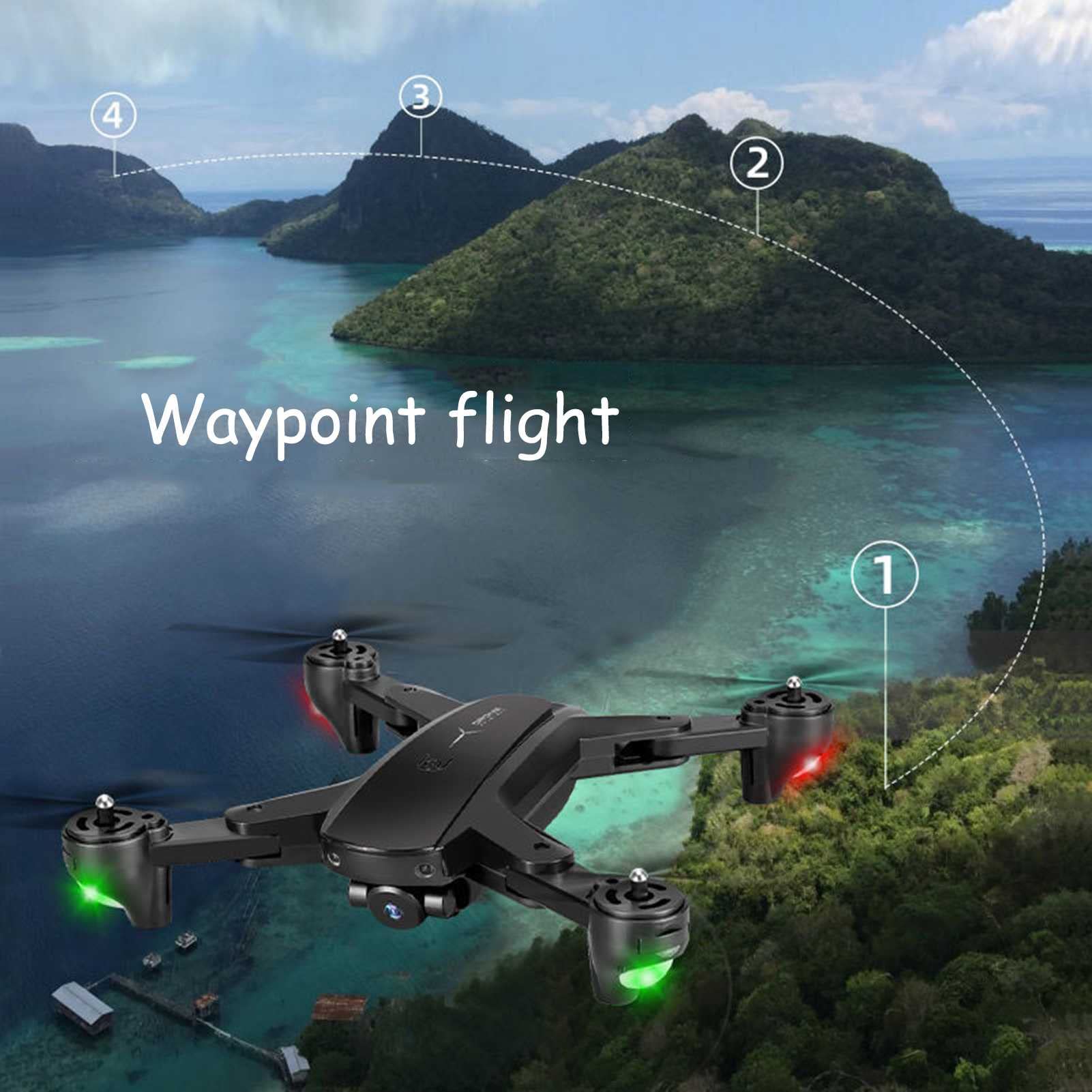 Dron z kamerą dla dorosłych 4K HD Podwójne kamery GPS Smart Return RC Quadcopter Auto Return Follow Me Fly point Fixed Point Surround Carrying Case (czerwone 4 baterie)