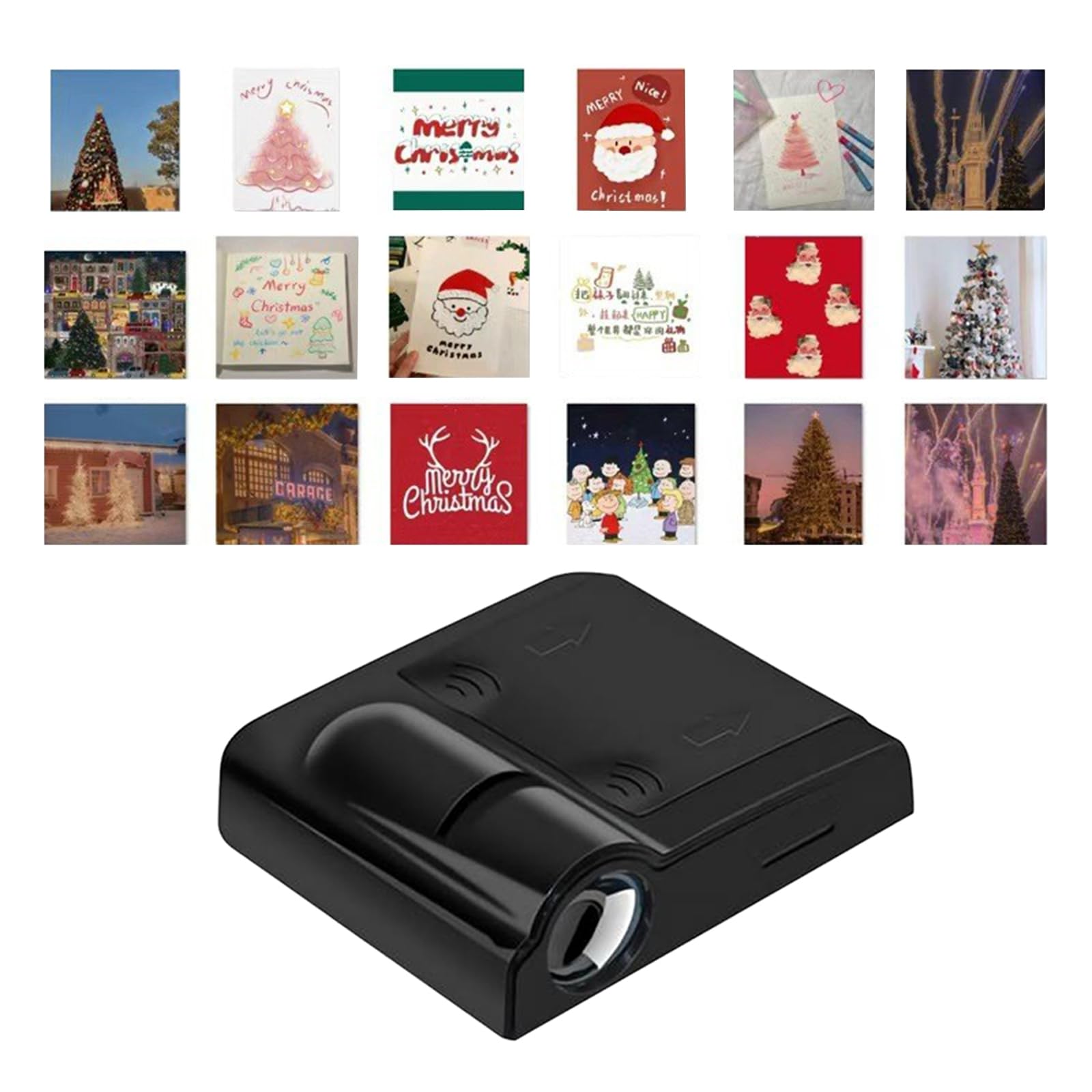 Portable Holiday Pattern Projector Lamp with 18 Interchangeable Slides, Christmas Decorative Projection Light for Indoor Room Car, Wall Ceiling Festive Atmosphere Lighting，black