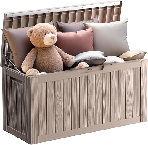 Caja de cubierta de 80 galones, caja de almacenamiento de material de resina para exteriores, impermeable y resistente a los rayos UV con capacidad