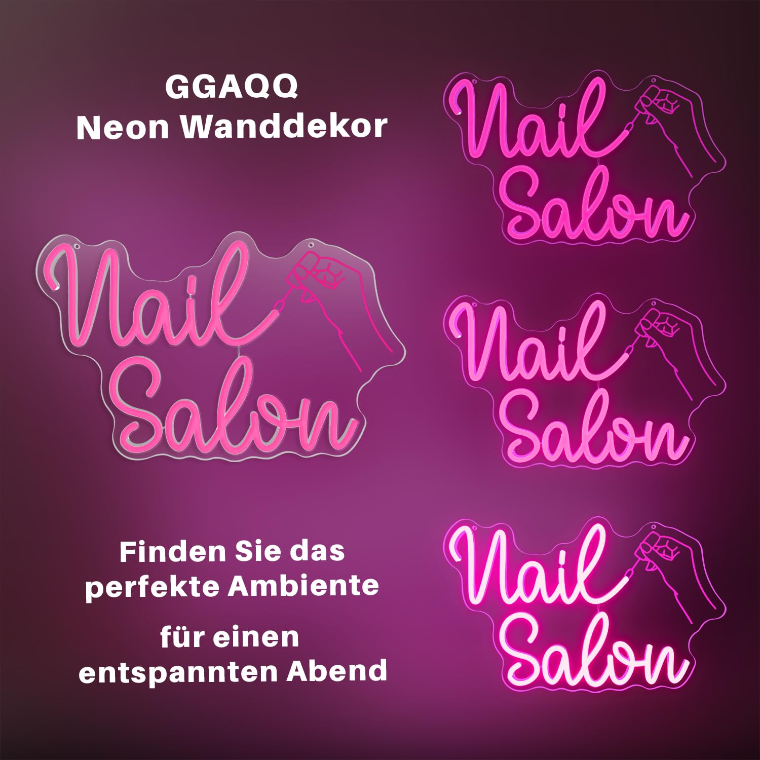 Neonowy szyld do salonu paznokci, dekoracja ścienna, neonowe światło LED, lampa wisząca, zasilanie USB z przełącznikiem ściemniania, do studia paznokci, do salonu paznokci, design paznokci