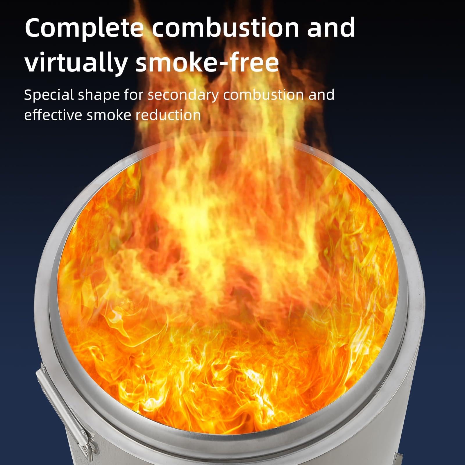 Braciere da Esterno Senza Fumo con Interruttore dell'Aria in Acciaio Inossidabile - Ideale per Riscaldare riunioni, Design Unico e combustione efficiente - Facile da Pulire, Ampio Riscaldamento a 360