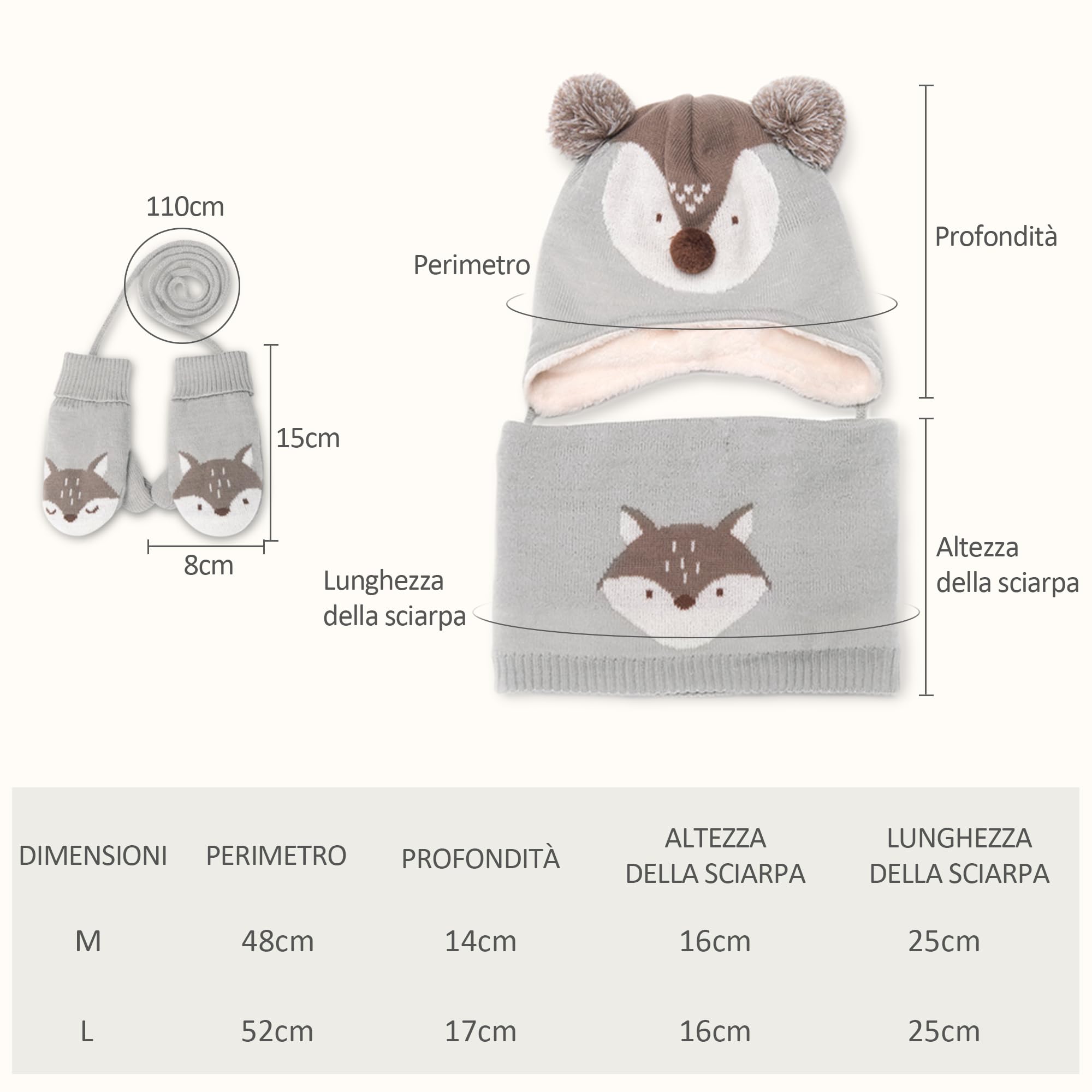 Bambini Ragazzi Cappello Sciarpe Guanti Set Ragazze Cappello Autunno Invernale Primavera Cappelli Caldo Carina Piccolo Volpe Beanie Berretto Bambino Infantili del Cappello 1-6 Anni