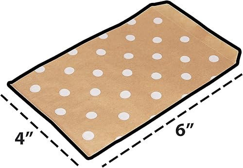 Miniatura 8 de CuteBox Bolsas de regalo de papel plano blanco con lunares (4 x 6 pulgadas) para mercancía, manualidades, recuerdos de fiesta, venta al por menor,
