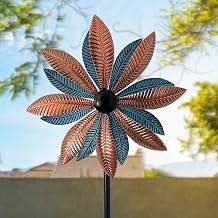 Copper & Blue Leaf 360 Metal Wind Spinners Outdoor, 57" H