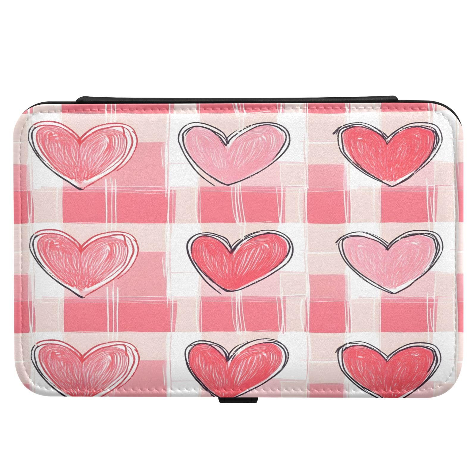 Haskirky Cute Heart Doodles Jewelry Box Portable PU Leather Travel Jewelry Organize for Women Jewelry Storage Display Holder for Ring, Necklace, Earring