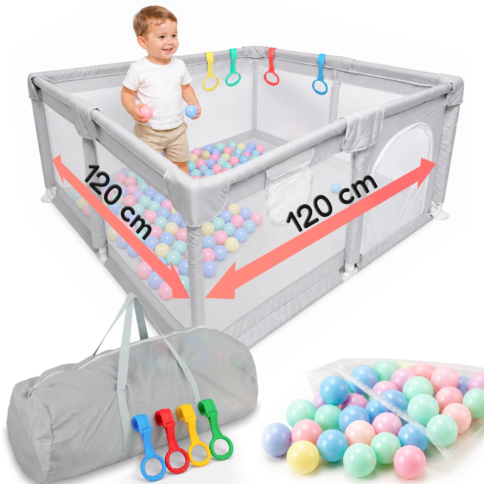 Parque Infantil Bebé Grande, Corralito de Juegos con Malla para Niños Bebes