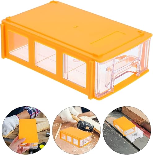 Miniatura 9 de Caja organizadora de cajones de escritorio modular apilable con múltiples contenedores de almacenamiento de plástico amarillo compacto para