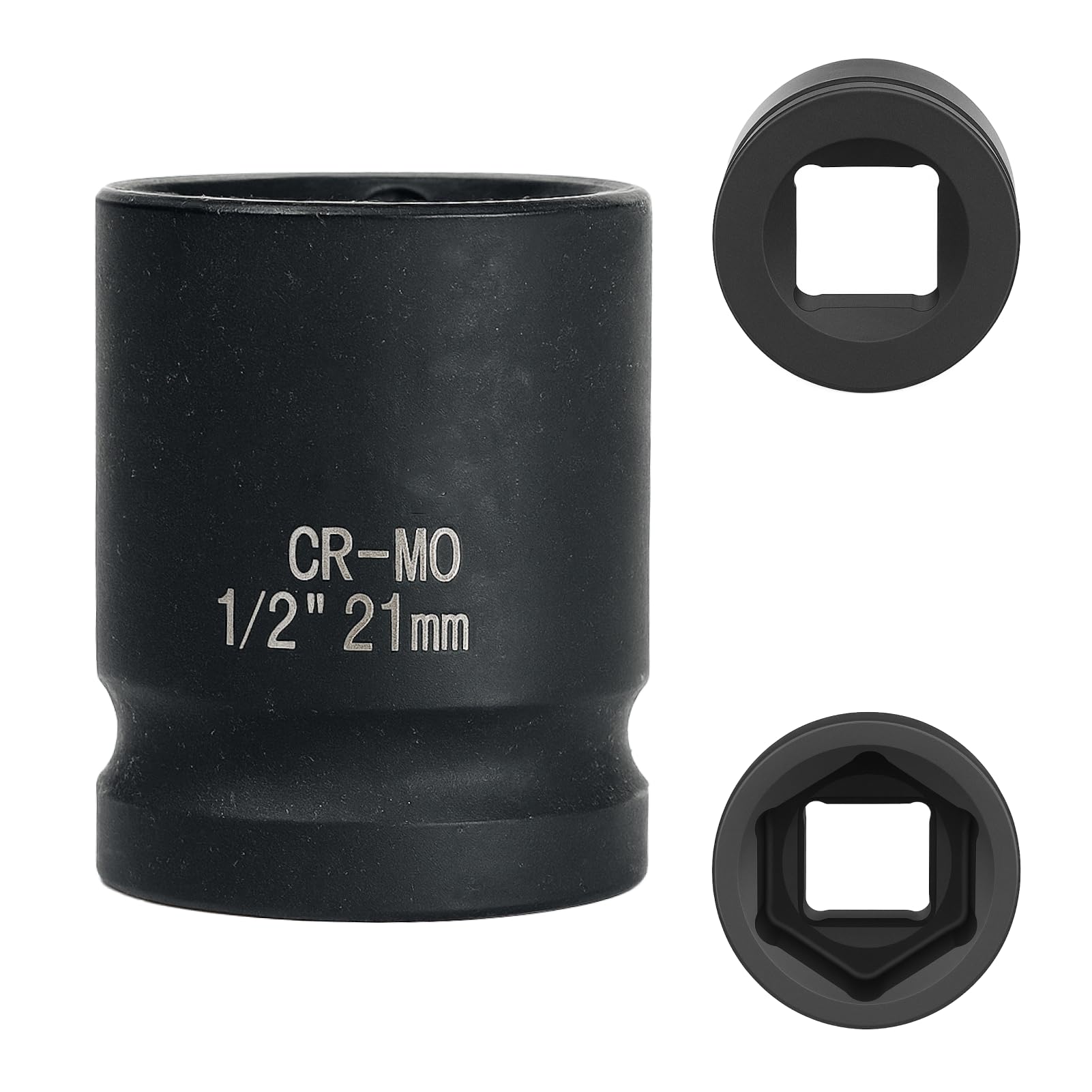 FortuneGlobe Socket 21 mm 1/2 inch Hexagon, Impact Socket 1/2 21 mm Chrome-Molybdenum Steel CR-MO (Black) — image 1