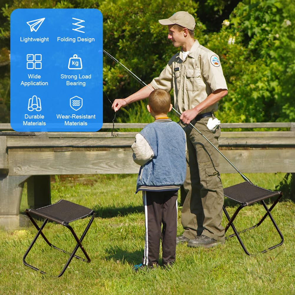 Taburete plegable portátil, mini taburete plegable y asiento ligero, plegable, taburete de jardín para viajes, senderismo, jardín, pesca, barbacoa, playa, con bolsa de almacenamiento (negro)