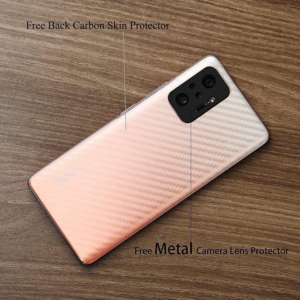 Ibywind Screen Protector For Redmi Note 10 Pro 4G (6.67 Inches) with 2Pcs Tempered Glass,1Pc Camera Lens Protector,1Pc Backing Carbon Fiber Film [Fingerprint Reader,Easy to install]