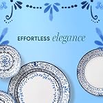 Corelle Portofino Round Dinnerware Set for 6 | Service for 6, 18 Piece Set | Easy-to-Clean Plates and Bowls | Proudly Made in The USA | Triple Layer Strong Glass is Resistant to Chips and Cracks