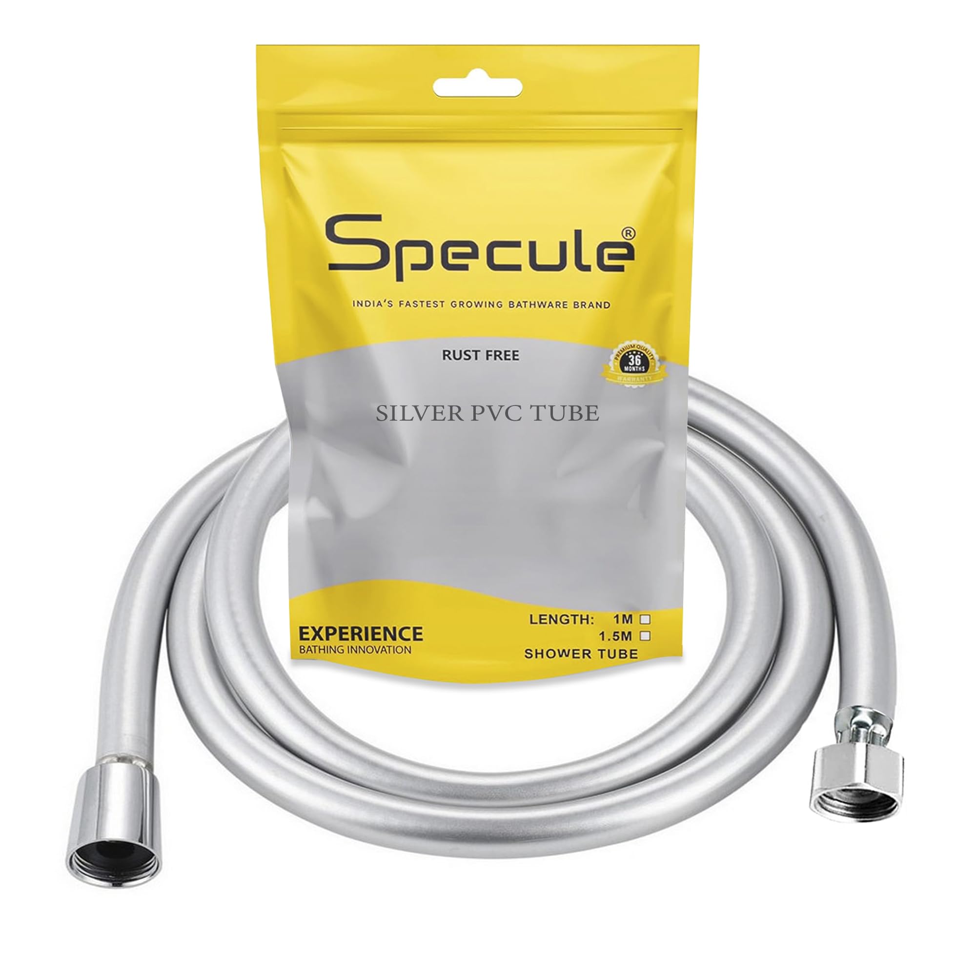 1 Meter Anti-Twist Flexible Shower Hose Pipe | High-Pressure PVC Jet Spray Tube for Hand Shower & Health Faucet | Chrome Finish with Brass Fittings