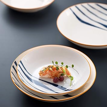 Dinner Plate Elegant Dinner Plate Set Durable Ceramic Dinner Plate Set, Plate Bowl Snack Plate Spoon, Service for 6, 22 Piece Kitchen Plate Set Tray