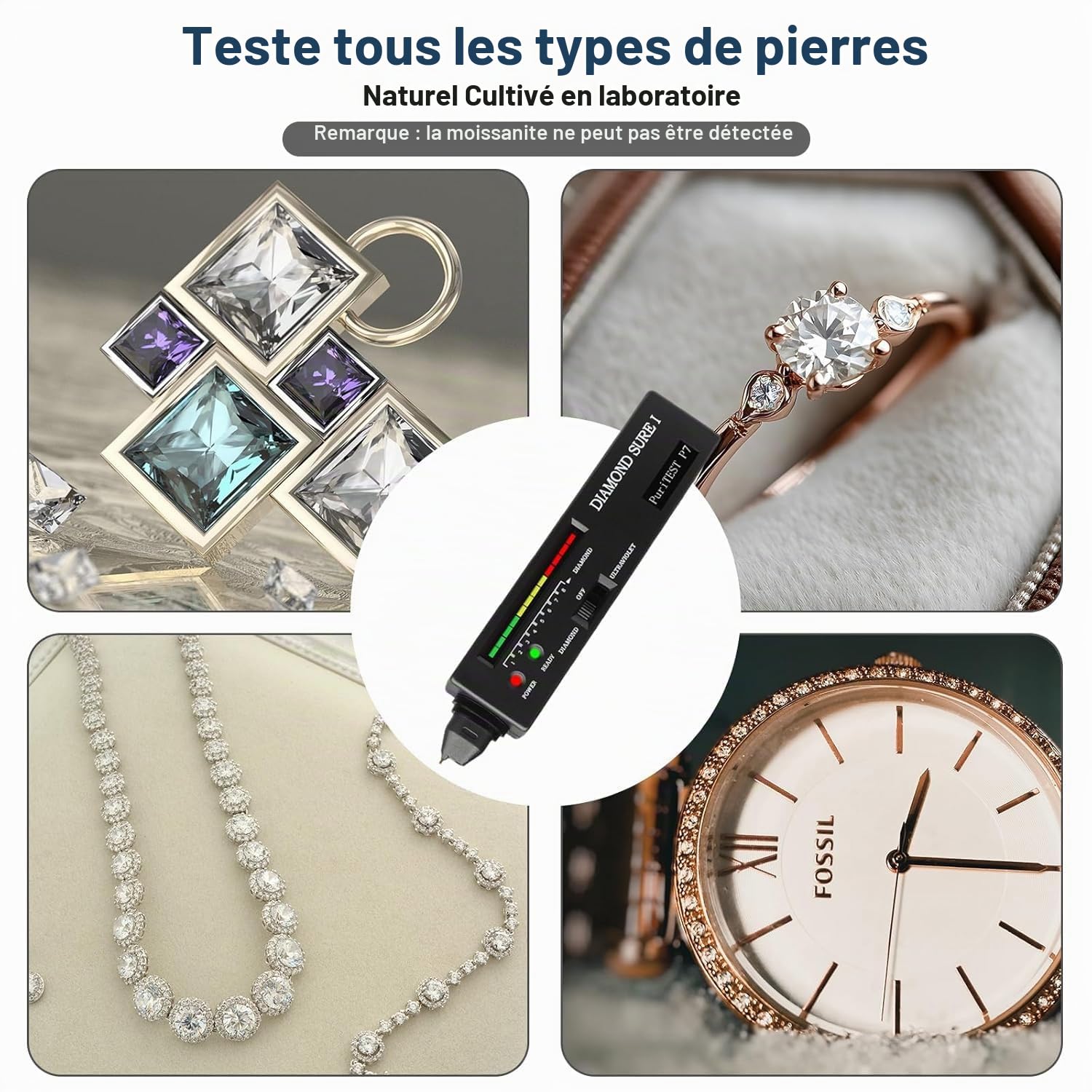 Testeur de Diamants Stylo Professionnel - Testeur Bijoux Portable avec Capteur Thermique & Affichage LED, Détection Rapide 0,5s pour Expertise Bijoux, Test Or & Vérification Gemmes, Inclut