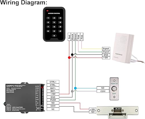 Miniatura 5 de UHPPOTE Timbre de puerta con cable de 12VDC para sistema de control de acceso